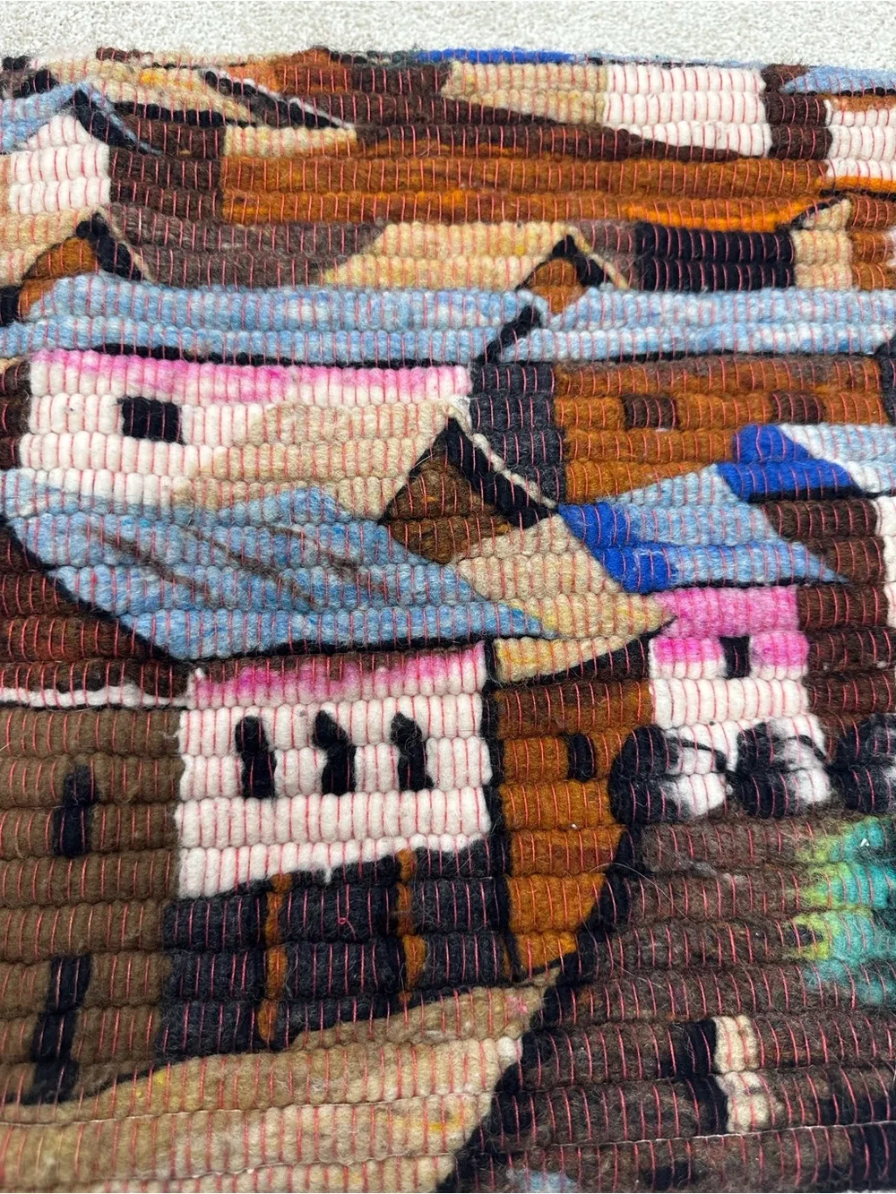 Vintage Handwoven Andean Village Tapestry Wall Art made in PERU- 53”x40”.